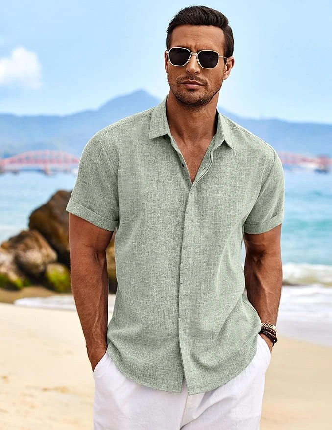 Men's Linen Shirts Short Sleeve Casual Shirts